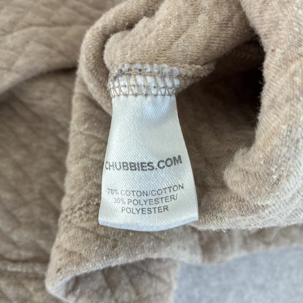 Chubbies‎ The Sandstorm Quilted Sweatshirt Beige Chevron Quarter 1/4 Zip Medium